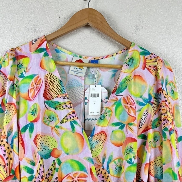 Farm Rio Anthropologie Rainforest Wrap Tropical Fruit Print Top Size Medium - Picture 3 of 16